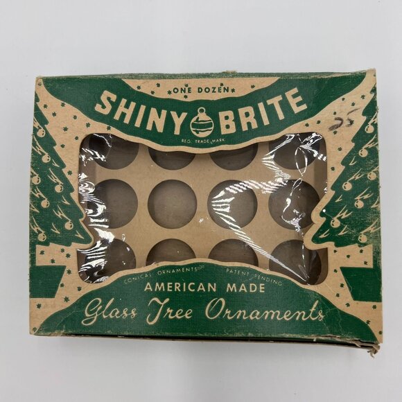 Vintage Empty Shiny Brite Glass Tree Ornaments Box American Made 12 Pc Christmas - Picture 1 of 4